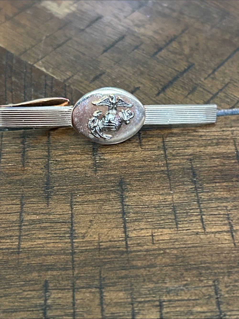 Marines Vintage Tie Bar Clip gold and silver tones OEC 7-76